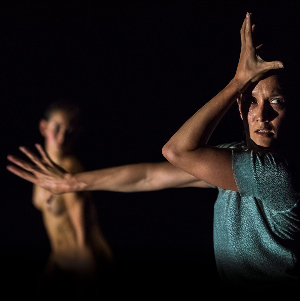 Two women perform Split by Lucy Guerin