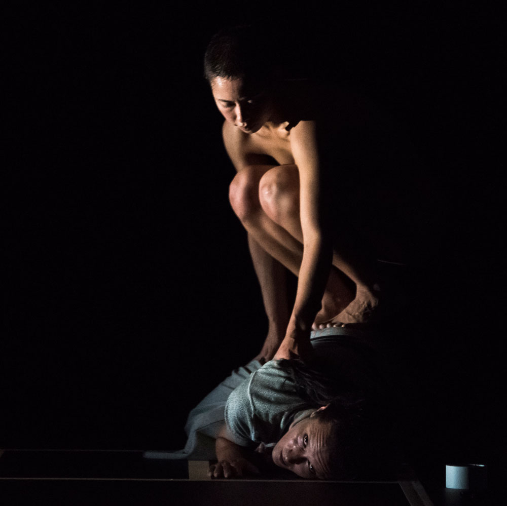 Two women perform Split by Lucy Guerin