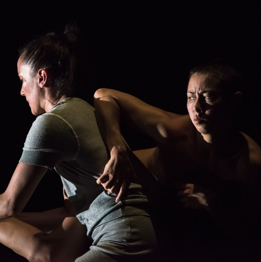 Two women perform Split by Lucy Guerin