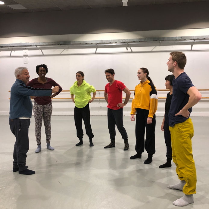 Dance artists from Kinesis Dance somatheatro rehearse