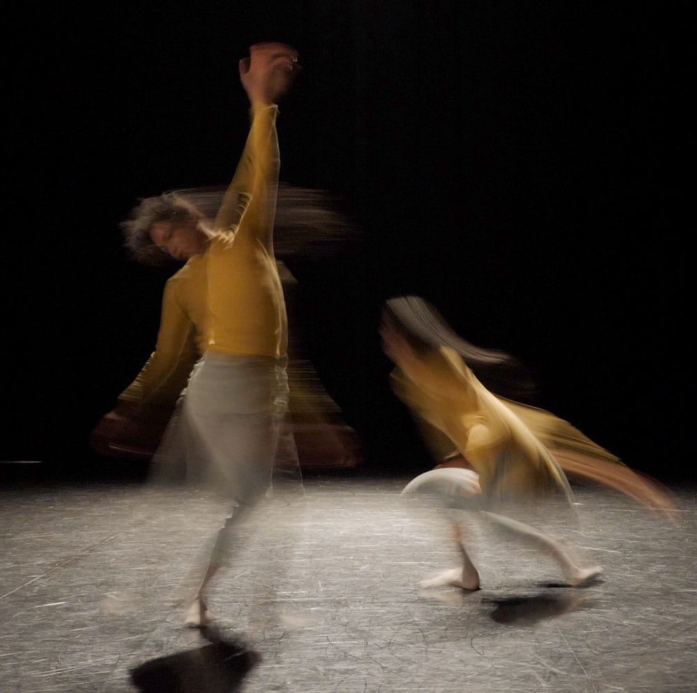 Dance artists in Company 605 perform with a digital looping effect